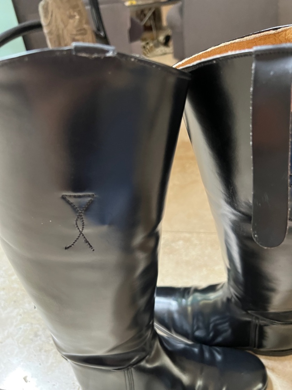 VTG Imperial Marlborough Black Leather Tall English Riding Boots Men's Size 8 - Picture 11 of 16